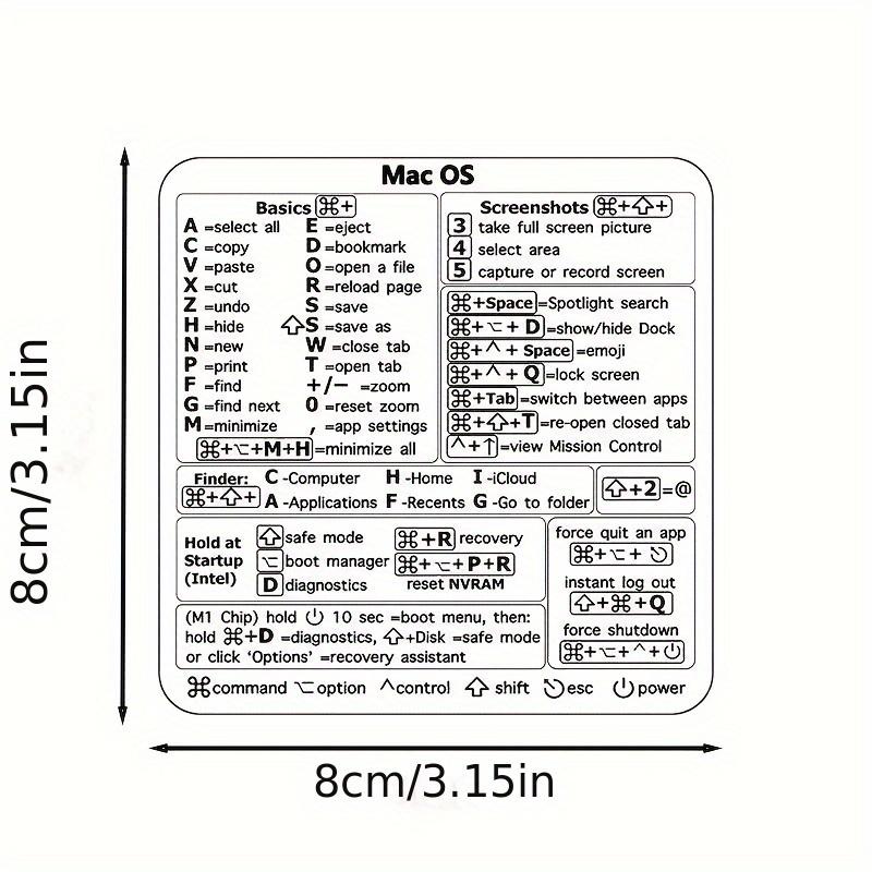 Наклейки-шпаргалки для клавиатуры MacBook Pro/Air - Прозрачные, подходят для моделей 13-16", Быстрая навигация и управление приложениями