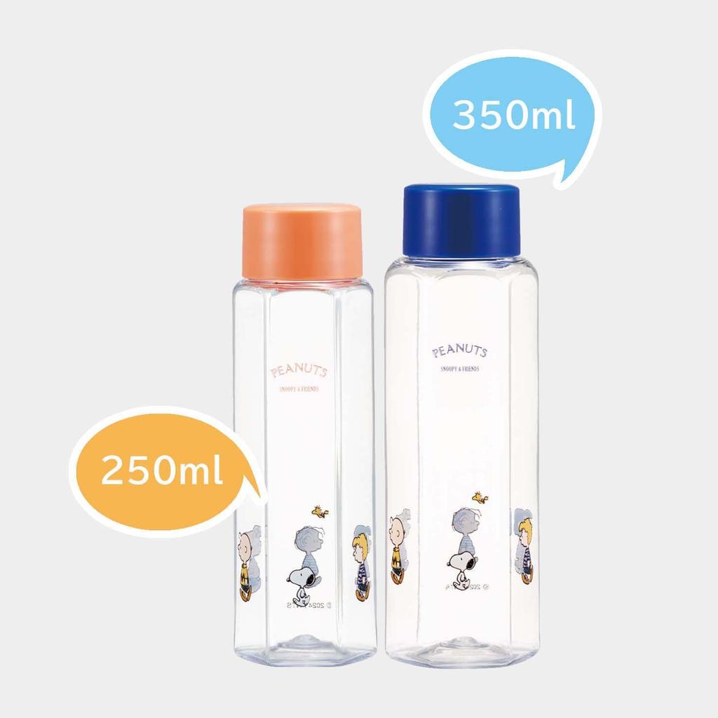 Пластиковая бутылка для воды Skater с удобным шестигранным захватом, 350 мл, дизайн Blow-Drop, для взрослых и детей, для питья непосредственно из горлышка, прозрачная, с дизайном Snoopy,