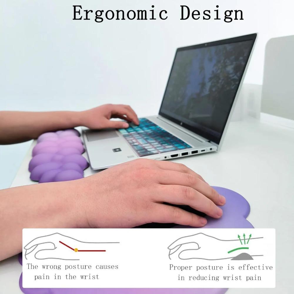 Cloud Shape Keyboard Mouse Wrist Rest Set Ergonomic Memory Foam Anti‑Slip Wrist Support Pad for Home Office Gaming Laptop