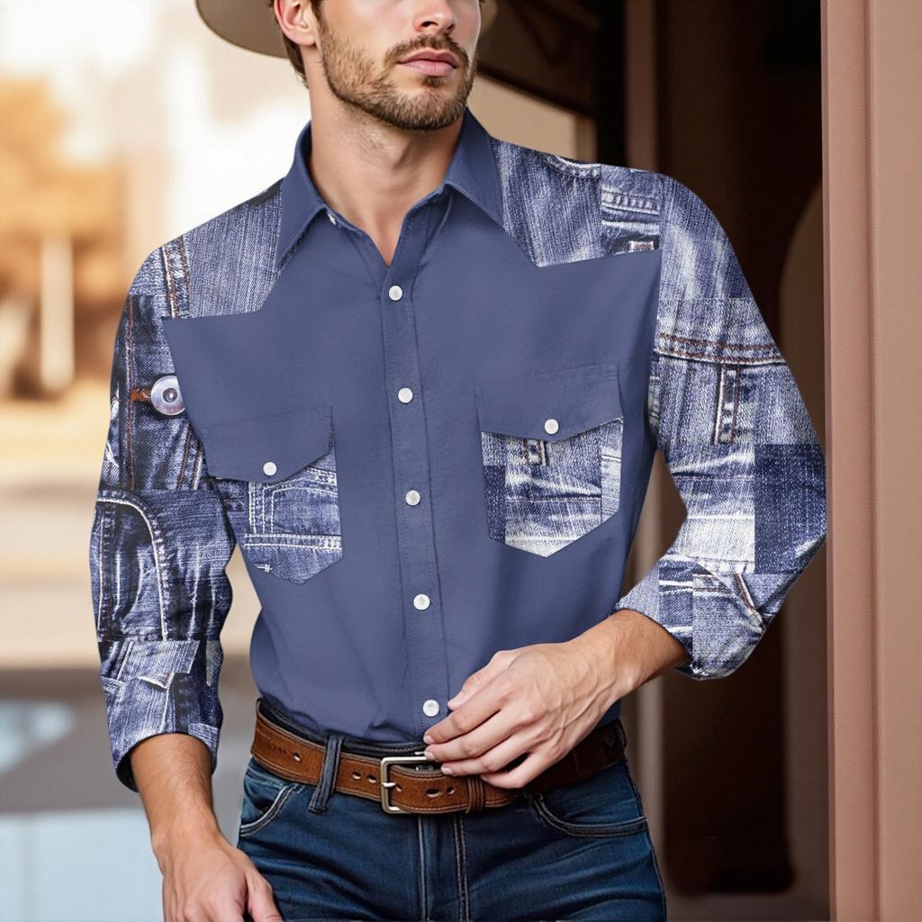 Мужской модный топ кэжуал с длинными рукавами, лацканами и длиной до плеч