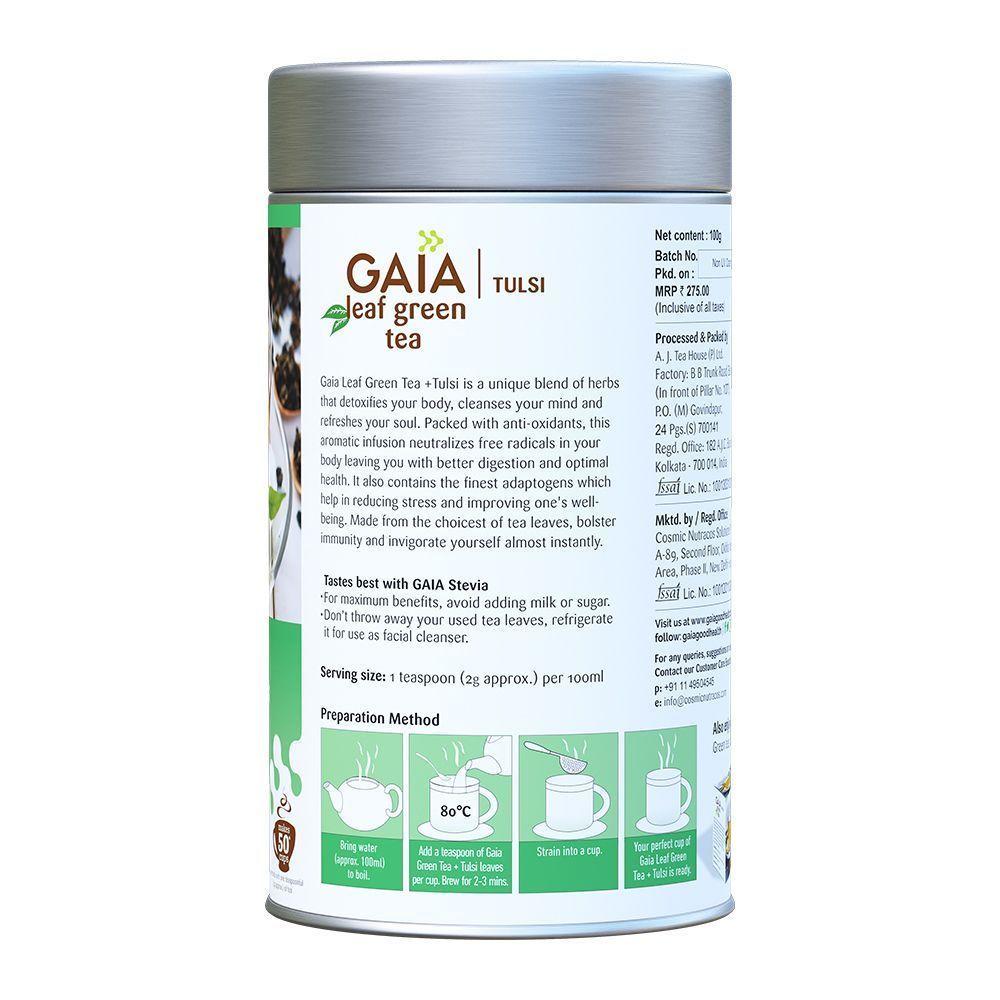 Зеленый чай с Тулси (100 г), Leaf Green Tea Tulsi, Gaia