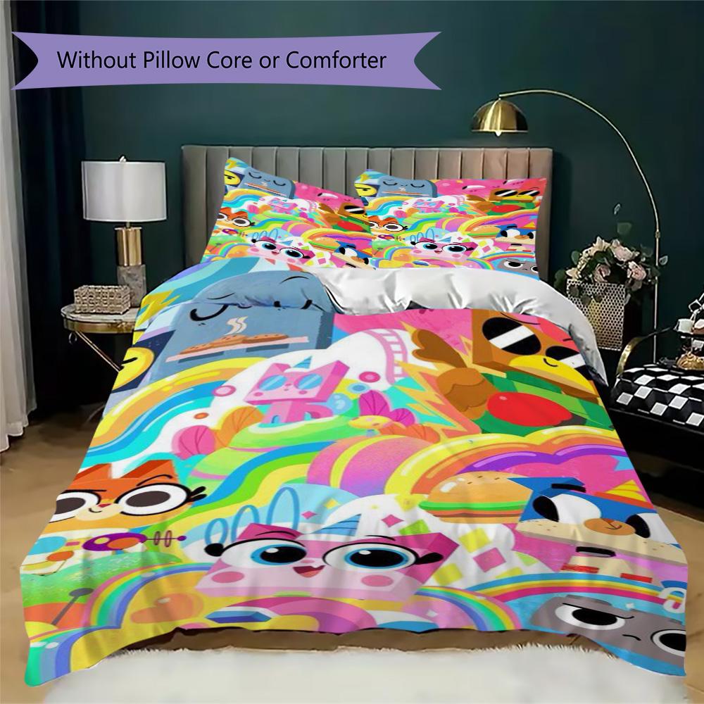 Unikitty Pattern Bedding,Quilt Set Quilt Cover Pillowcase Home Birthday Gift (1*duvet cover+2*pillowcase,without core)SSJT0917150