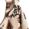 Women Ethnic Geometric Print Fleece Shirt Jacket Lapel Collar Button‑Up Long Sleeve Loose Casual Overshirt Coat 