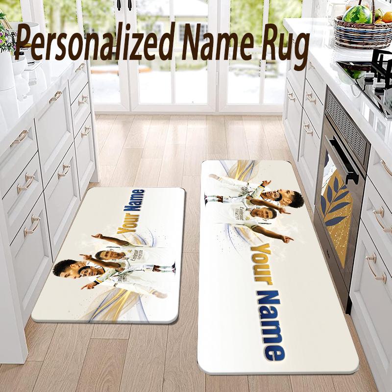 Custom Name Jude Bellingham Flannel Area Rug Kitchen Floor Mat Personalized Home Decoration