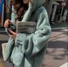 Autumn and Winter Mink Fleece Hooded Jacket Winter Plus Cotton Thick Imitation Fur Ladies Mink Fur Solid Color Hooded Zipper Cardigan Jacket