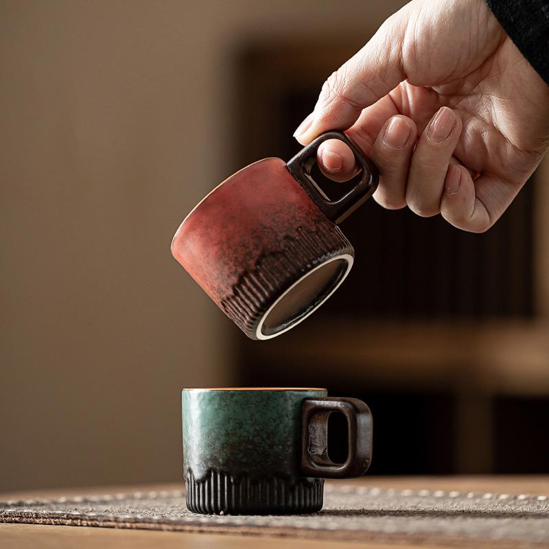60 мл Градиентная керамическая чайная чашка с ручкой, термостойкая кофейная чашка, бытовая мини-минималистичная кружка ручной работы