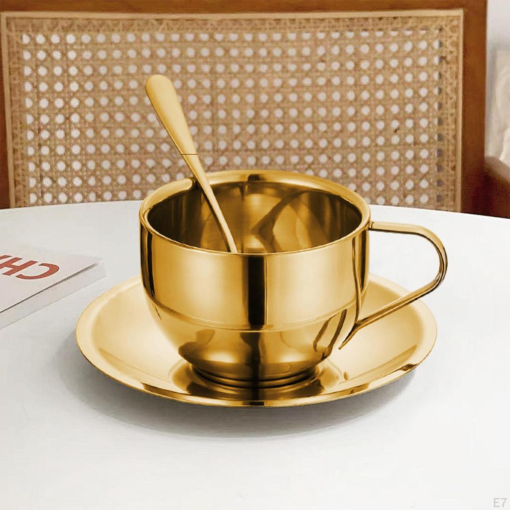 Небьющийся капучино с двойными стенками, блюдцем и ложкой для кофе