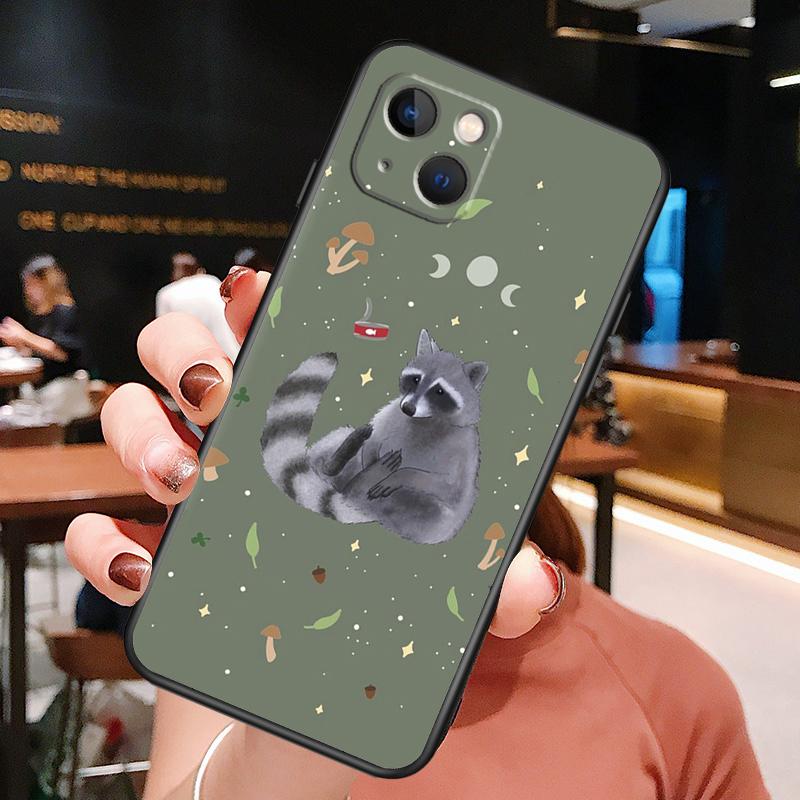 Cute Raccoon Phone Case For iPhone 16 Pro Max 15 14 13 12 11 Pro Max Plus 12 13 Mini XR 16e Funda Cover