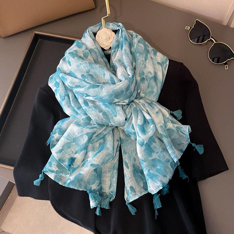 Осенний вискозно-хлопковый шарф Ацтекский Пейсли Цветочный платок шаль накидка Женские тонкие шарфы Мода кисточки Пашмина Высокое качество Фуляр