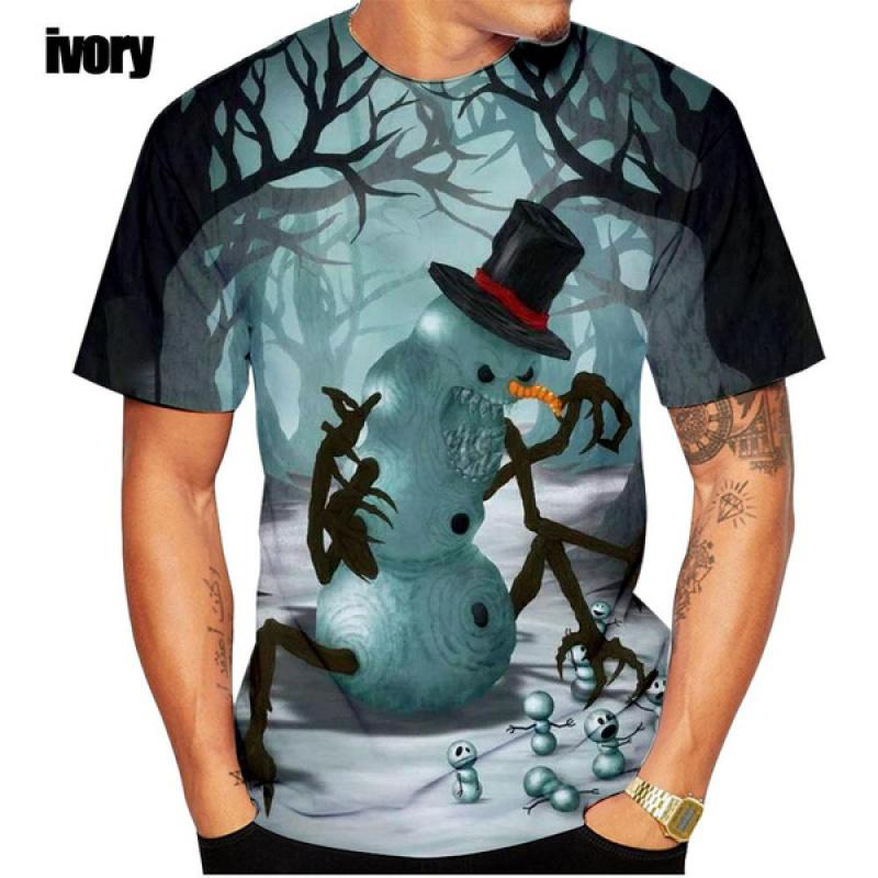 Novelty Gothic Skull Fashion Christmas 3d Print Tshirt Men and Women Universal Wear Casual T-shirt