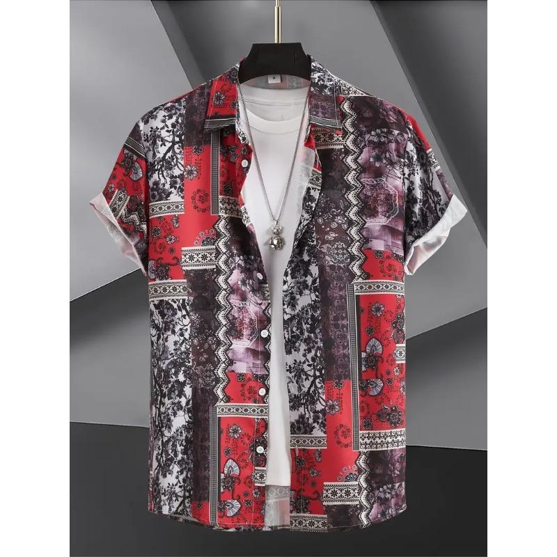 Мужская рубашка Palmshadow с 3D-печатью Camisa с коротким рукавом Дышащая для бизнеса, отпуска, на каждый день, для активного отдыха, с коротким рукавом