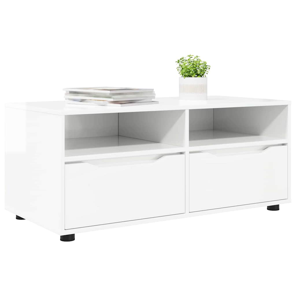 TV Cabinet High Gloss White 100 x 48 x 43 cm Particleboard