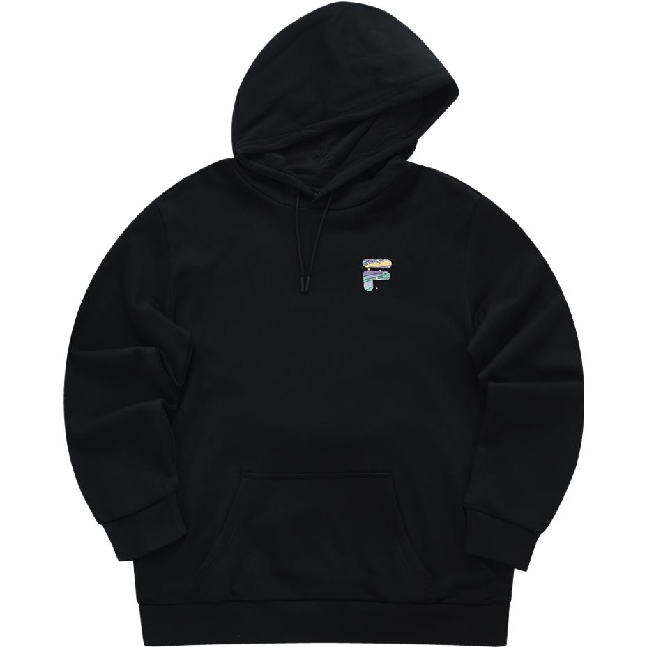 Fila Fusion Серия FOB Радужная Мода Свободный Худи Унисекс Худи Черный T11U333207FBK