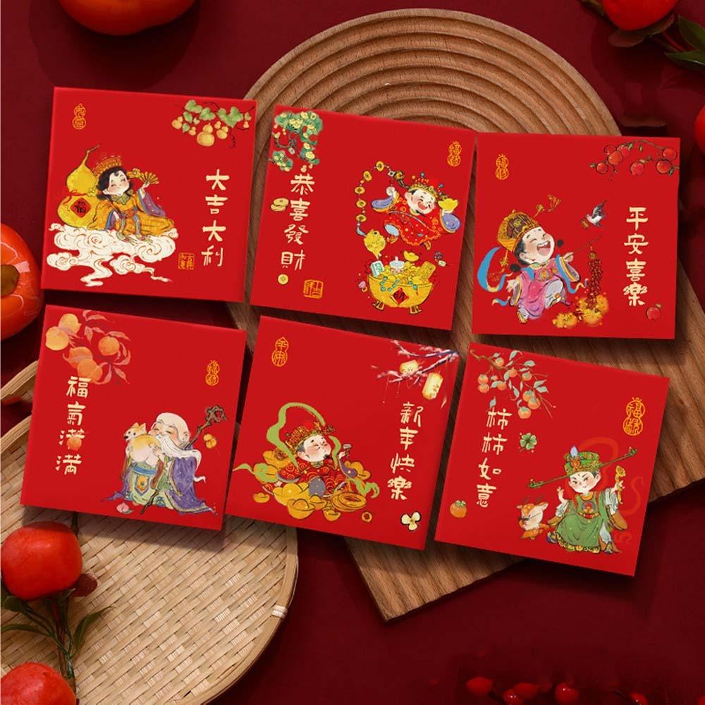 6pcs Cartoon 2026 New Year Red Envelope Cute Horse Traditional Chinese Lucky Money Packet Year of Horse Blessings Lucky Pockets