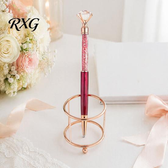 Refillable Metal Ink Pen 5PCS Diamond Ballpoint Pens, with Sparkling Rhinestone Decor, Smooth Writing Push Press Mechanism Pen, for Kids Adults