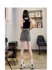Women's High-Waist Smoke Gray Denim Mini Skirt - Summer 2024 A-line Slim Fit