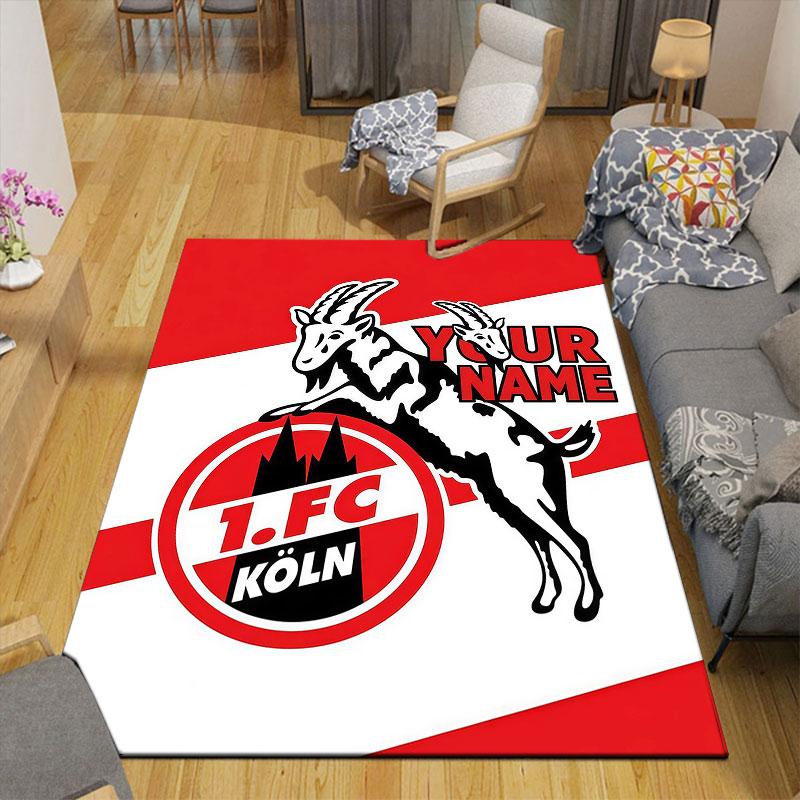 Custom Name,1.FC Koln Home Sofa Decoration for Living Room & Bedroom, Non‑Slip Play Flannel Floor Mat for Game Room