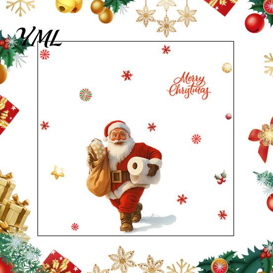 Decorative Christmas Bathroom Supplies Funny Santa Toilet Seat Decal, Waterproof PVC Lid Decoration Stickers Claus for Holiday Home Decor, Removable