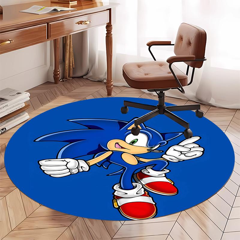 Sonic Printed Round Rug Carpet Chair Rug Area Rug Entryway Doormats,for Office Chair Living Room Bedroom Kitchen Room.