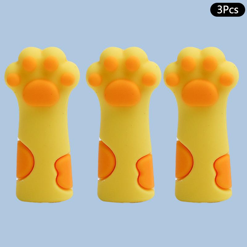 3 шт. Милый колпачок для карандаша в виде кошачьей лапки, симпатичные чехлы для ручек, заглушки для игл, силиконовый протектор, удлинитель для карандашей, школьные принадлежности