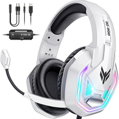 YPBDAN Игровые PS5 с шумоподавлением с проводным игровым глубоким светодиодным контроллером Стереонаушники для FPS Совместимые с Nintendo Xbox и смартфонами
