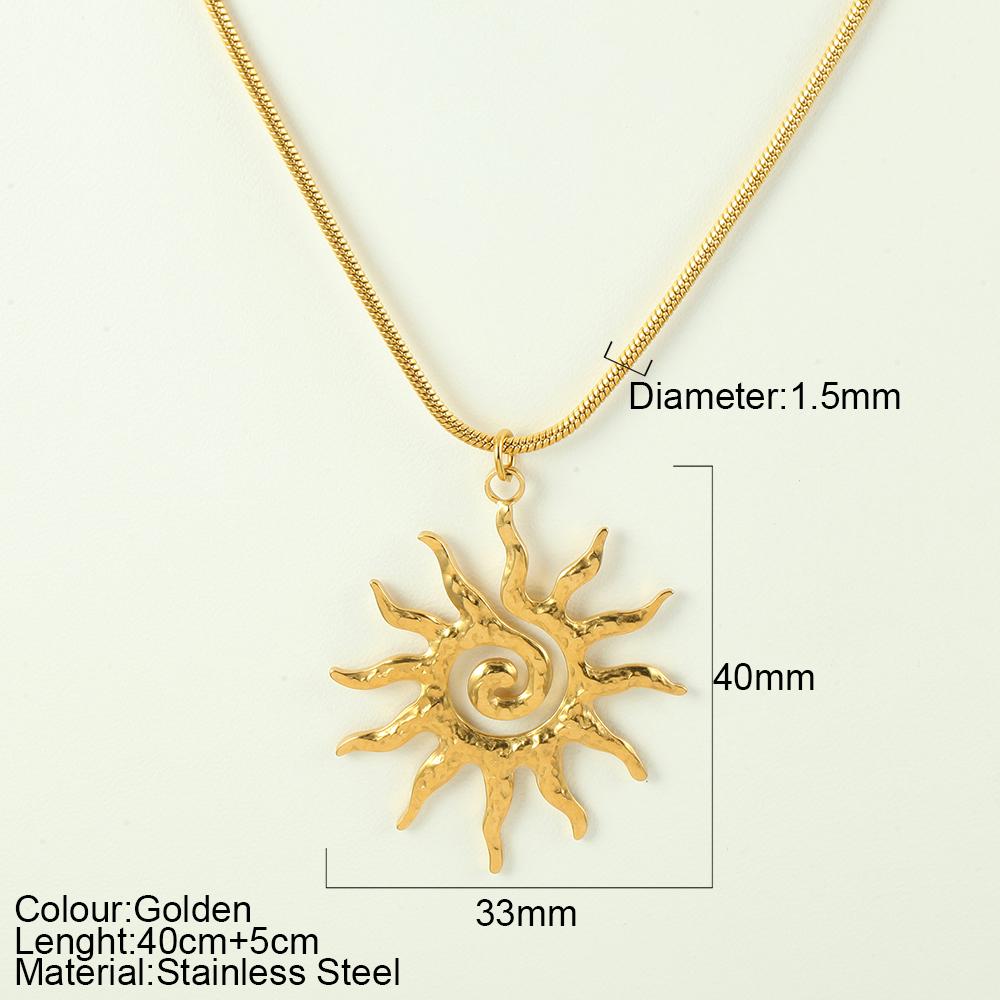 Stainless Steel Pendant Necklace for Women Spring Buckle Chain Sun Pendants Women's Stainless Steel Zircon Birthday Gift Trend