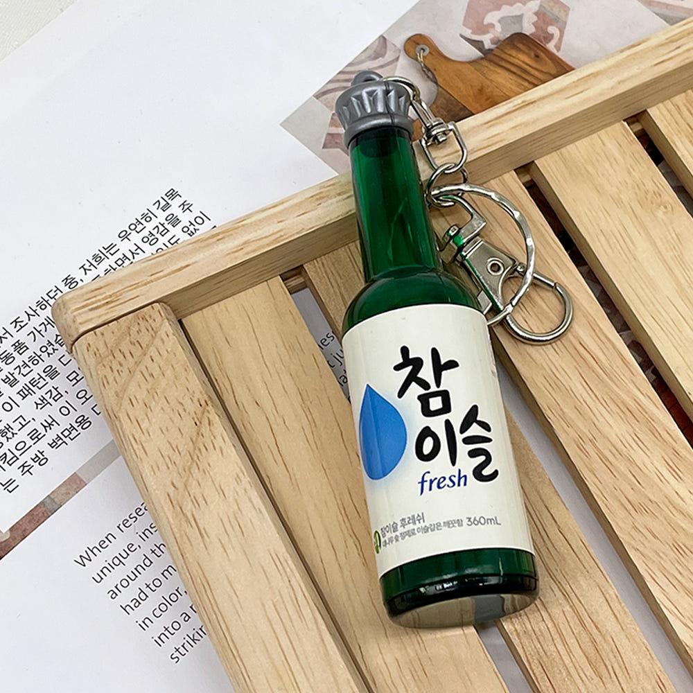 Korean Soju and Beer Bottle Keychain 3-Piece Souvenir Set