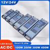 12 В 24 В светодиодный блок питания 45 Вт 60 Вт 100 Вт 200 Вт 300 Вт 400 Вт Ультратонкий преобразователь драйвера переменного тока в постоянный светодиодный трансформатор для светодиодной ленты
