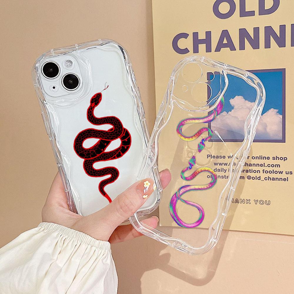 N73 Мягкие волнистые чехлы для телефонов со змеиным дизайном из черного золота для Samsung A54 A34 A13 A14 S23 S24 Ultra Xiaomi Redmi Note13 Realme Infinix, защитный бампер