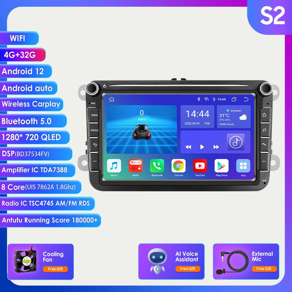 Hizpo 8-дюймовая мультимедийная автомагнитола с Android Auto и CarPlay для Volkswagen и Skoda