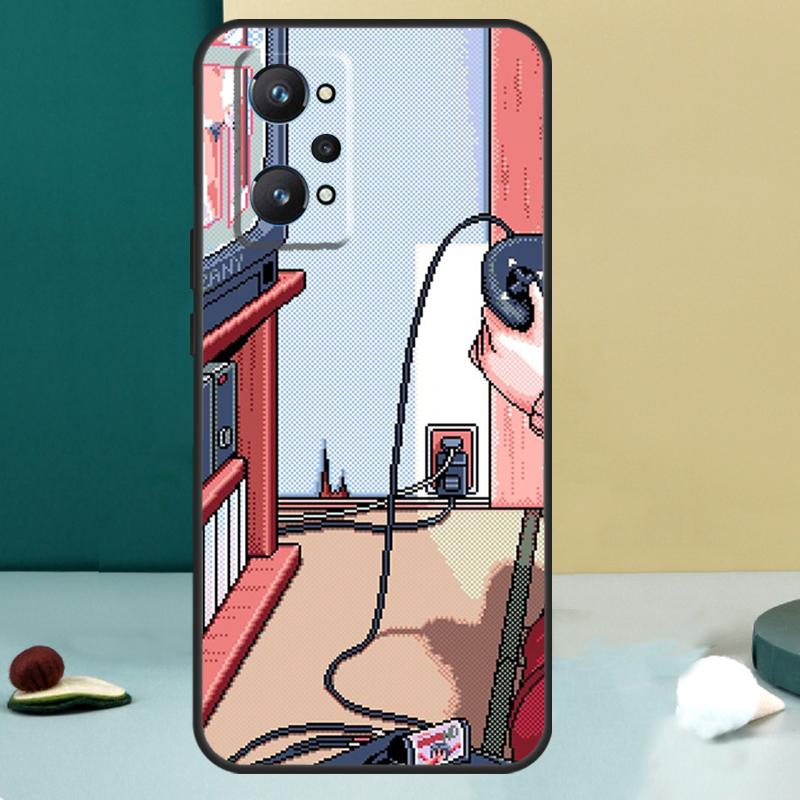 Retro Aesthetic Japanese Game Over For Realme 14 13 Pro Plus 10 11 12 GT 5 6 6T GT7 Pro C61 C55 C53 C51 C21Y C25S C75 C67 Case