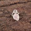 Pear Rose Quartz Gemstone Sterling Silver Boho Unique Best Sisters Gift Pendant PP-56-23