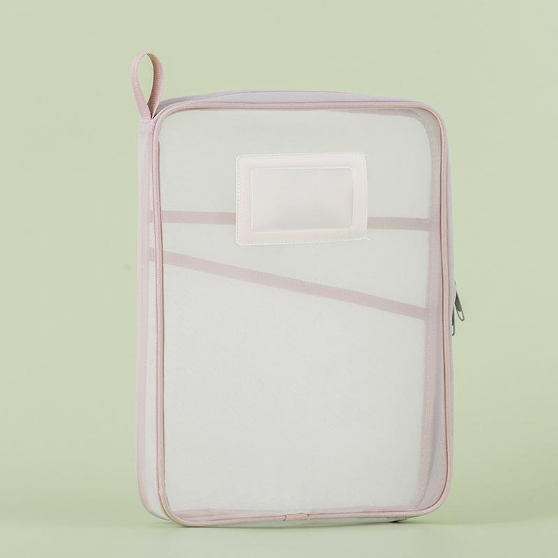A4 Stationery Storage Bag Double-layer Mesh Zipper Bag Large Capacity Organizer Folders School Office Supplies Stationary Bag