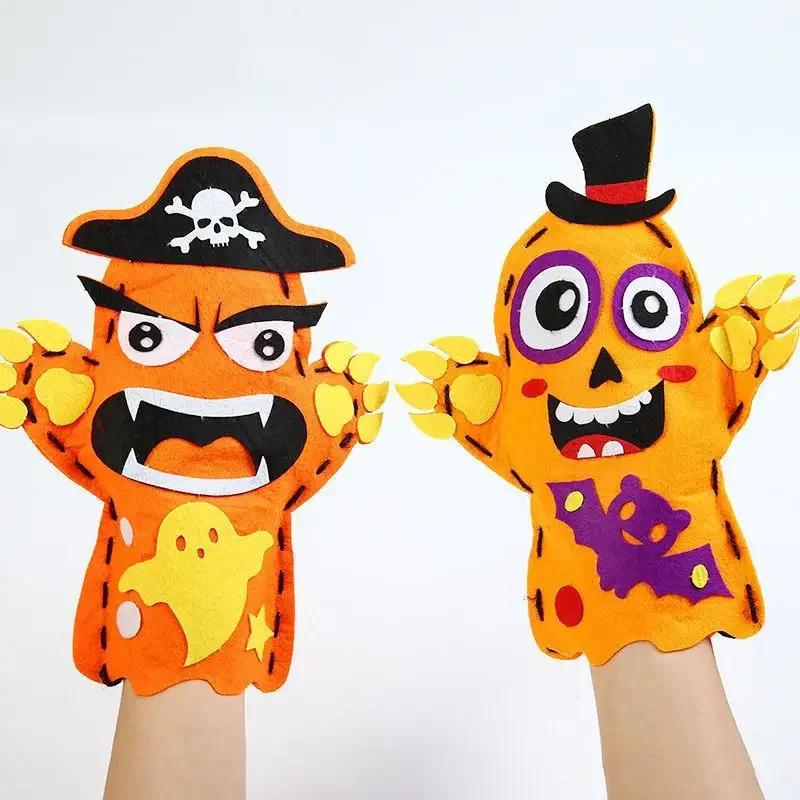 Halloween Hand Puppet DIY Craft Toy Felt Sewing Kit Hand Finger Story Puppet Kindergarten Creative Children Educational Toy Gift