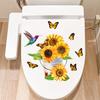 Sunflower Butterfly Toilet Sticker Removable Self-adhesive Waterproof PVC Living Room Bathroom Wall Art Floral Toilet Lid