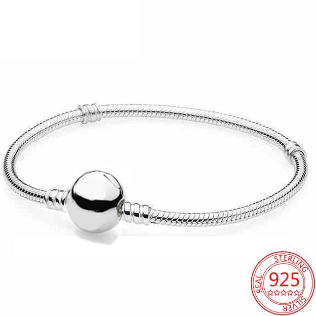 925 Sterling Silver Basic Chain Moments Silver Bracelet ,Fallen Leaves Chain Clasp Bracelet Rope Charm Fit Original Pan Jewelry