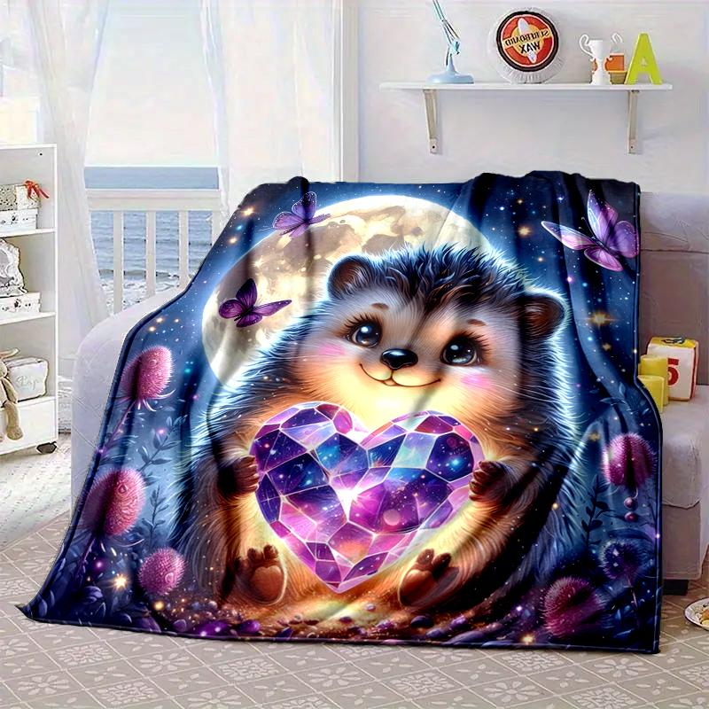 Sleepy Hedgehog Dreams Blanket Flannel Blanket for bed, sofa, Camping, Hiking, Picnic Essentials, gift for family Fan gifts