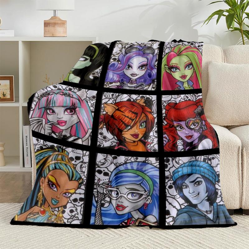 1PC Monster-High Party Flannel Blanket Gift, Suitable for Both Men And Women, Soft Ideal for Beds And Sofa, Birthday Or Christmas Gift