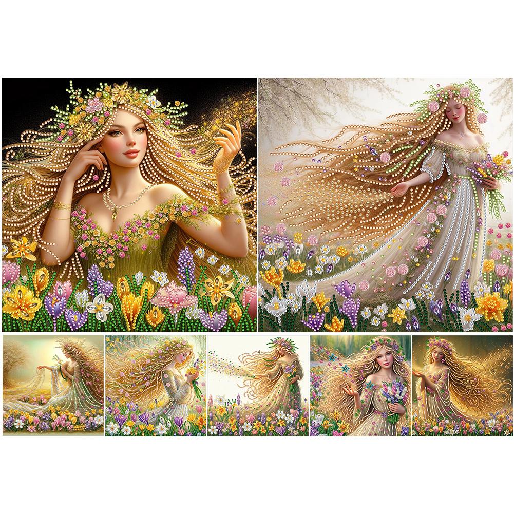 5D DIY Частичная дрель специальной формы Набор для алмазной живописи Девушка Украшение AU
