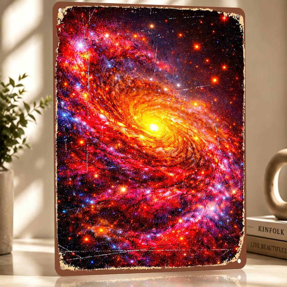 Vibrant Spiral Galaxy Metal Poster Perfect Gift for Fans Lovers Personalized Wall Art Metal Sign for Bedroom Stuff Decor Luxury