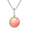 Ожерелье с подвеской из розового опала, круглый яркий коралловый розовый опал 925, серебряный кулон