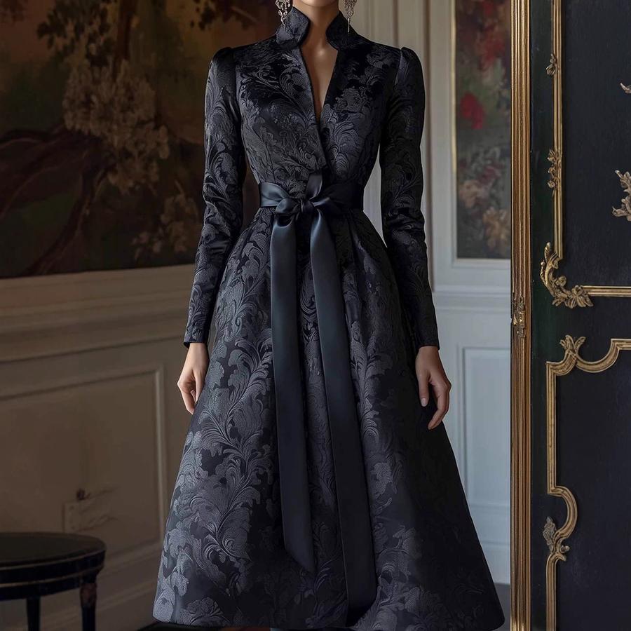 Элегантное весенне-осеннее атласное платье с длинным рукавом для вечеринки