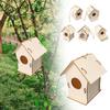 Bird Wood House with Lanyard Outdoor Unfinished DIY Accessory Pet Supplies Hanging Birdhouse for Outside Balcony H6A5