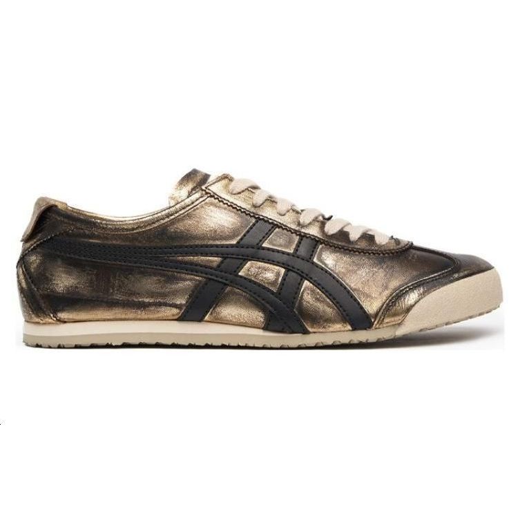 ONITSUKA TIGER Mexico 66 Кожа Синтетика Нескользящие Износостойкие Низкие Спортивные Повседневные Кроссовки Унисекс Золотой Черный 1183C144-200