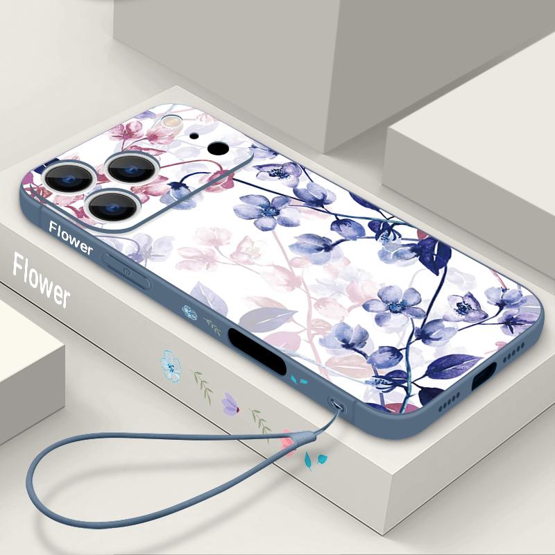 Чехол-шнурок с романтичным узором из роз для iPhone 17 Pro Max iPhone 16 15 14 13 Pro Max 11 16E 17E Мягкая силиконовая задняя крышка телефона