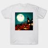 T Shirt Women Haunted House And Pumpkins Harajuku Print Kawaii Tshirt Summer Short Sleeve Female T-Shirt Top Tee
