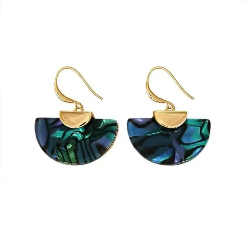 Smudging Chinese Style Earrings Exaggerated Vintage Earrings Semicircle Fan-shaped Earrings Women