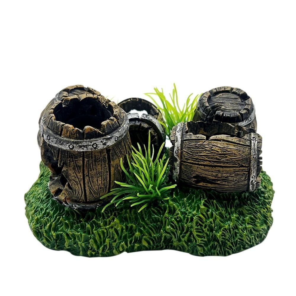 Creative Hideout Aquarium Ornaments Artificial Antique Barrels Betta Cave Hiding Spawning Spot