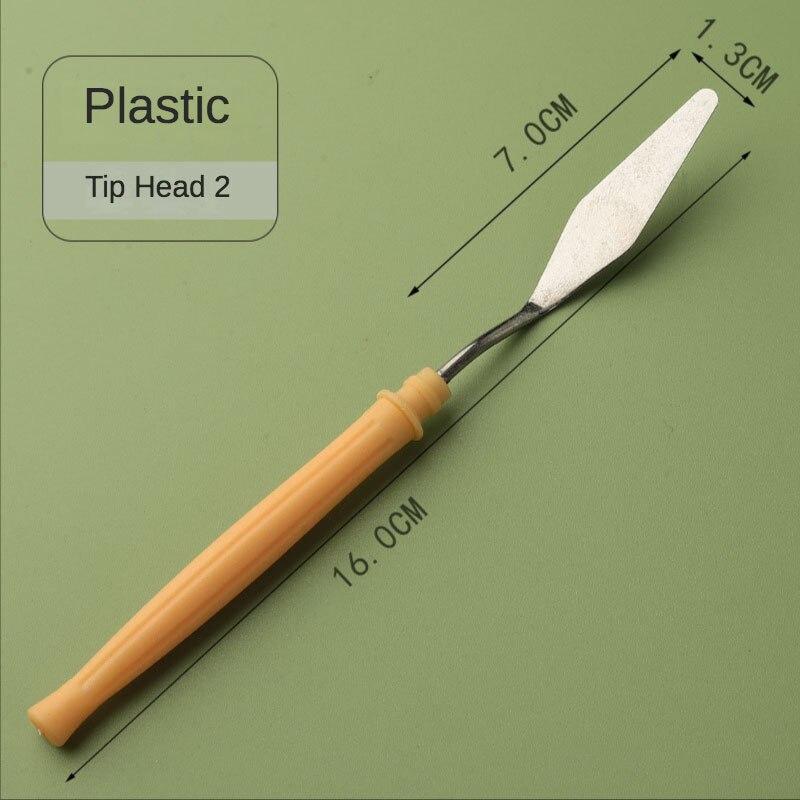 1 Pcs Student Art Oil Painting Scraper Wood Flat/Tip Head Stainless Steel Pick Knife Gouache Pigment Pointed Color Mixing Shovel
