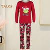2Pcs/Set Christmas Family Pajamas Set Matching Xmas Sleepwear Family Holiday Sleepwear Set Cartoon Design Couple Outfit